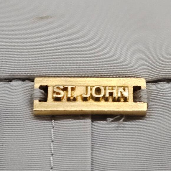 St John Jacket Shirt Womens Size XL Beige Lightweight Safari Full Zip Pockets - Picture 7 of 15